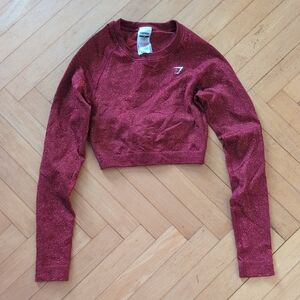 Gymshark Dark Red Fleck Long Sleeve Crop Top
